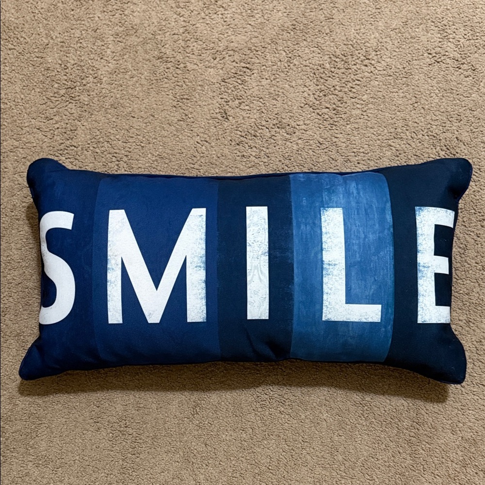 Blue 'Smile' Decorative Pillow